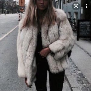 Wilsons REAL Blue Fox Fur Coat - Furs Saga/Furs Coat Vintage M